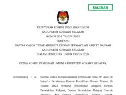 KPU Umumkan DCT Anggota DPRD Konsel, Ini Nama-namanya