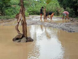 Tak Kunjung Diperbaiki oleh Pemerintah Provinsi, Warga Tutup Jalan Andoolo-Tinanggea